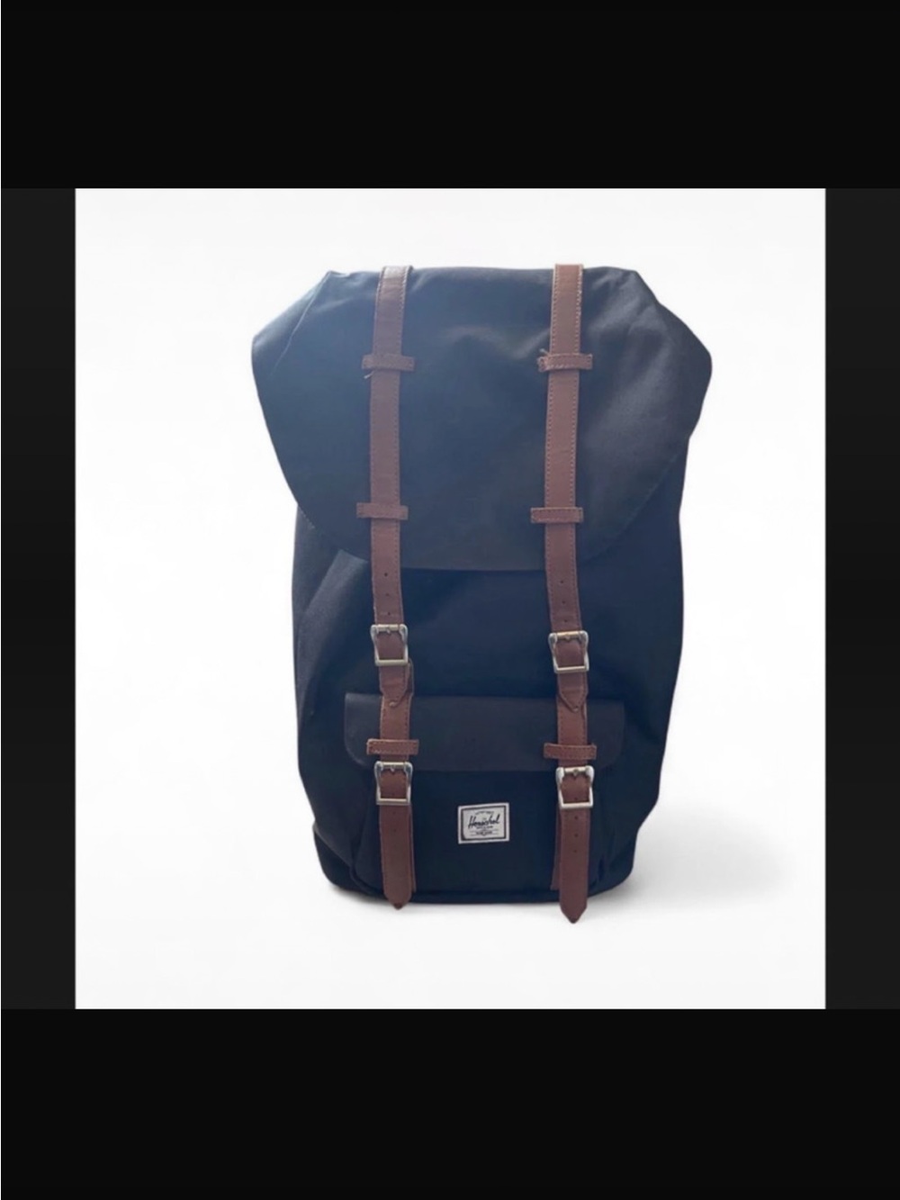 Herschel Supply Company Black Backpack with Brown Straps and Buckles